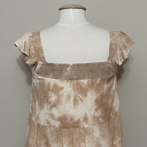By the River Anthropologie Womens Dress S Peach Blush Tie Dye Swiss Dot Boho - Picture 6 of 16